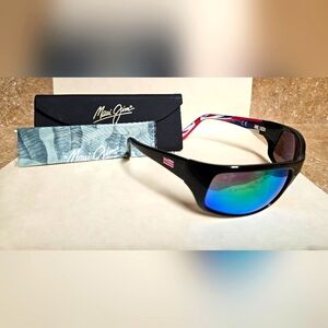 Barrier Reef Hawaiian Flag Maui Jim Black Sunglasses